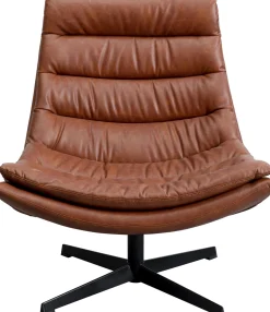 Hot KARE Design Fotel obrotowy tapicerowany brązowa ekoskóra nogi czarne stalowe 75x87 cm - KARE
