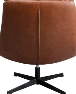 Hot KARE Design Fotel obrotowy tapicerowany brązowa ekoskóra nogi czarne stalowe 75x87 cm - KARE