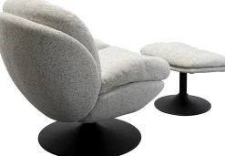 Outlet KARE Design Fotel obrotowy z podnóżkiem tkanina z kolorowymi detalami 81x84 cm - KARE