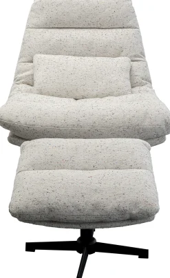 New KARE Design Fotel obrotowy z podnóżkiem jasnoszary podstawa czarna stalowa - KARE