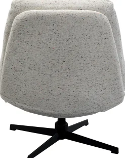 New KARE Design Fotel obrotowy z podnóżkiem jasnoszary podstawa czarna stalowa - KARE