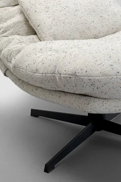 New KARE Design Fotel obrotowy z podnóżkiem jasnoszary podstawa czarna stalowa - KARE