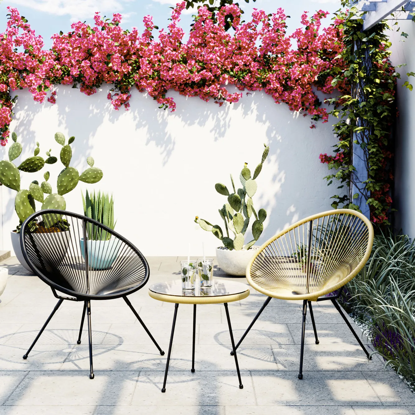 Fashion KARE Design Fotel ogrodowy brązowy nogi metalowe czarne - KARE