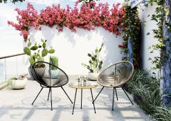 Fashion KARE Design Fotel ogrodowy brązowy nogi metalowe czarne - KARE