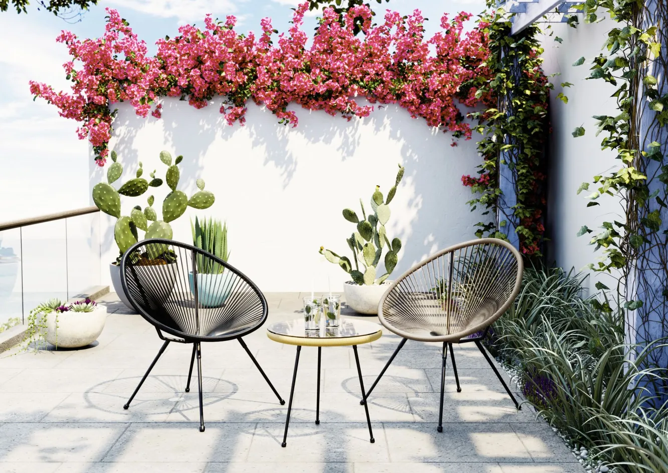 Fashion KARE Design Fotel ogrodowy brązowy nogi metalowe czarne - KARE