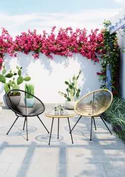 Fashion KARE Design Fotel ogrodowy brązowy nogi metalowe czarne - KARE