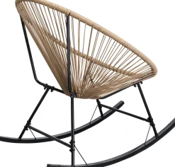 Sale KARE Design Fotel ogrodowy bujany naturalny nogi stalowe czarne 73x85 cm - KARE