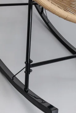 Sale KARE Design Fotel ogrodowy bujany naturalny nogi stalowe czarne 73x85 cm - KARE