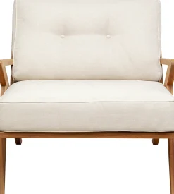 Hot KARE Design Fotel ogrodowy siedzisko kremowe 80x74 cm nogi drewno akacjowe - KARE