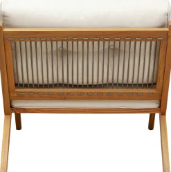 Hot KARE Design Fotel ogrodowy siedzisko kremowe 80x74 cm nogi drewno akacjowe - KARE