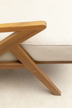 Hot KARE Design Fotel ogrodowy siedzisko kremowe 80x74 cm nogi drewno akacjowe - KARE