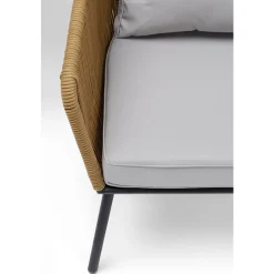 Hot KARE Design Fotel ogrodowy w kolorze naturalnym siedzisko szare 84x81 cm nogi czarne - KARE