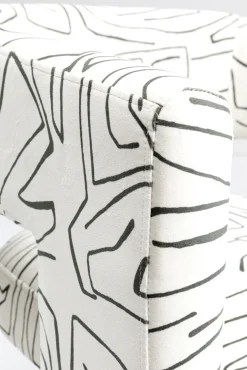 Fashion KARE Design Fotel Tripod 70x71 cm biały - czarne wzory - KARE