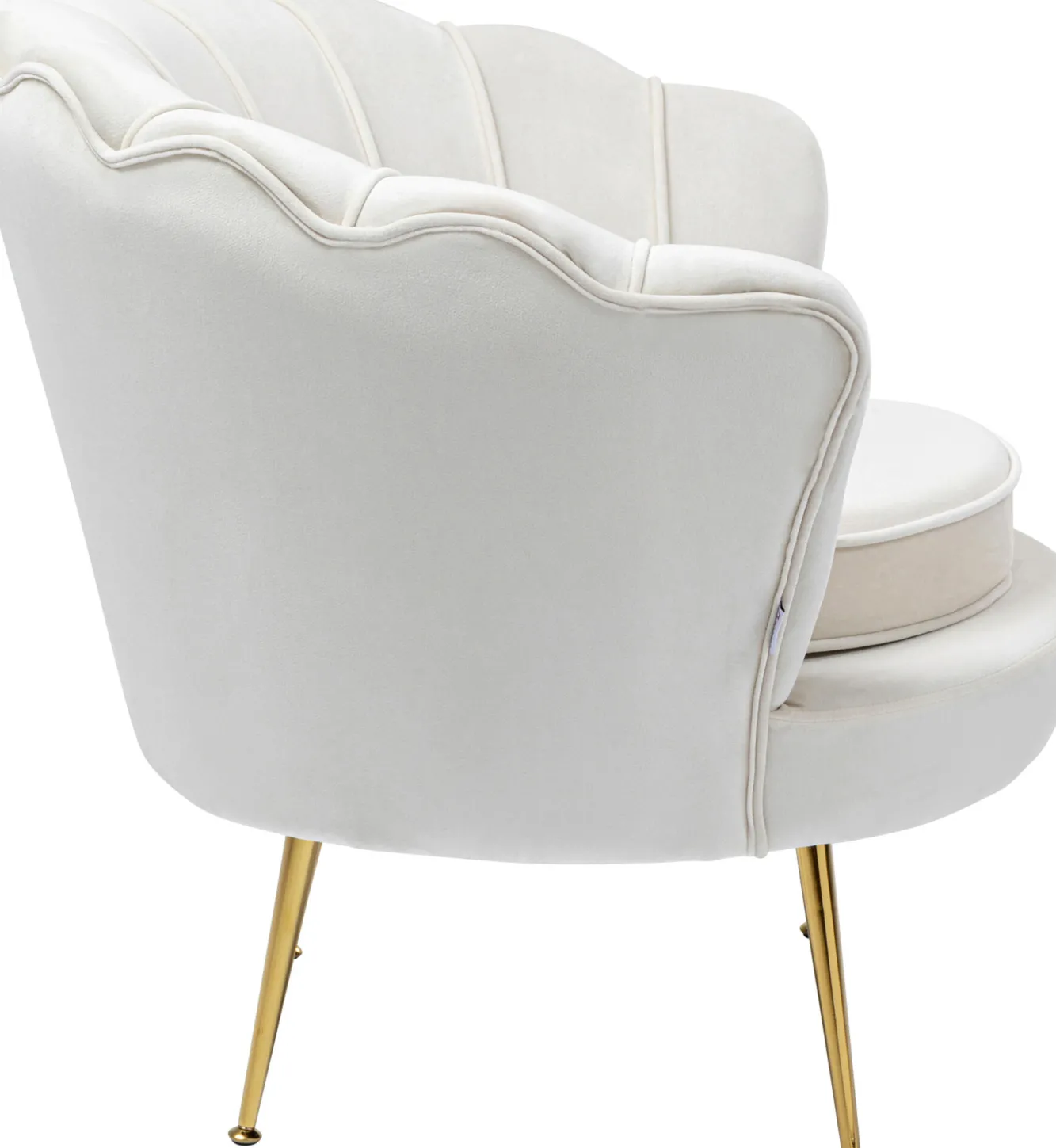 Outlet KARE Design Fotel welurowy nowoczesny beżowy muszelka nogi złote 83x77 cm - KARE