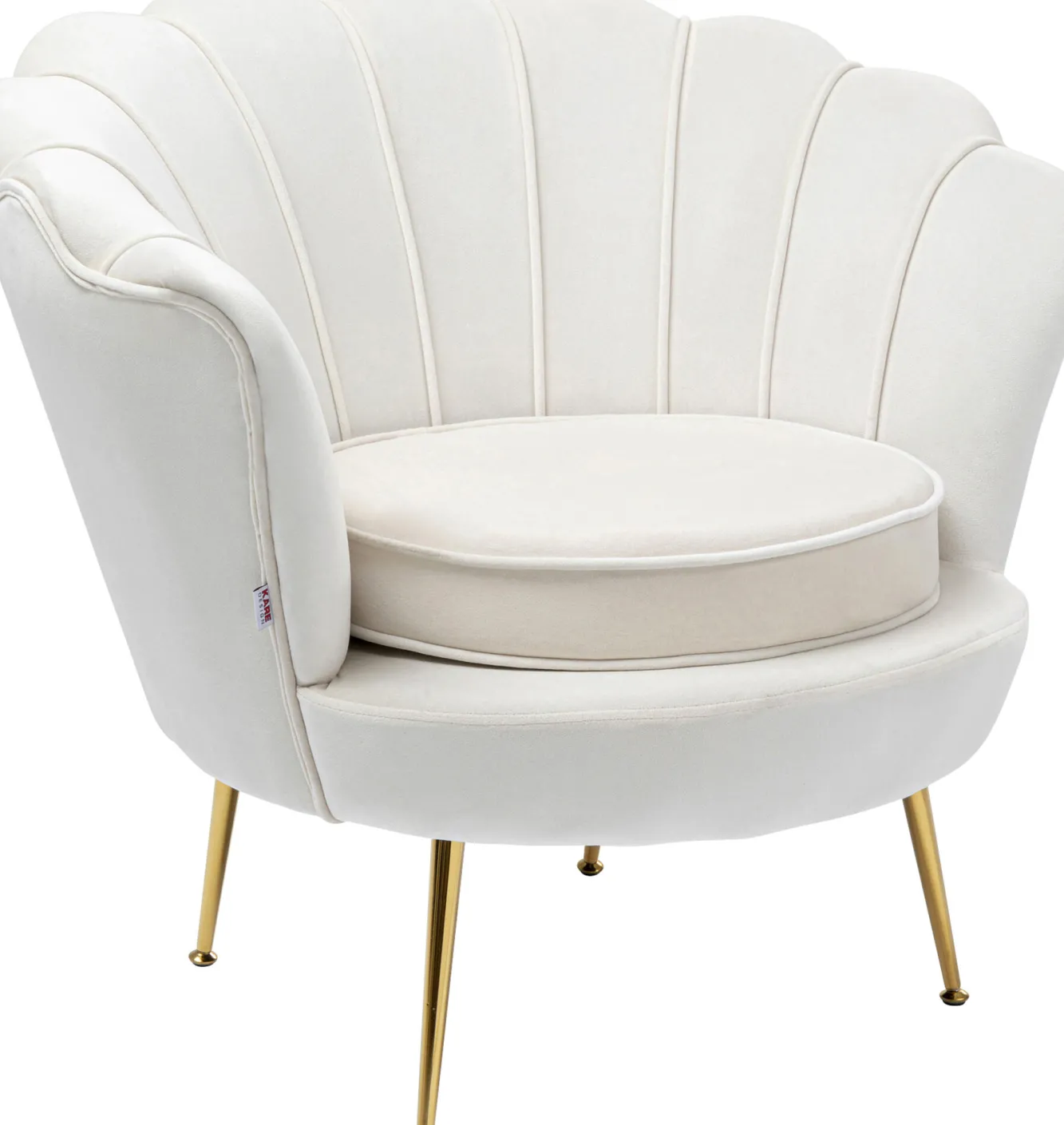 Outlet KARE Design Fotel welurowy nowoczesny beżowy muszelka nogi złote 83x77 cm - KARE