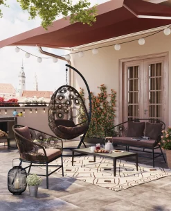 New KARE Design Fotel wiszący Ibiza 104x203 cm brązowy - KARE