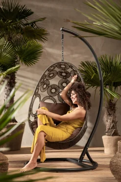 New KARE Design Fotel wiszący Ibiza 104x203 cm brązowy - KARE