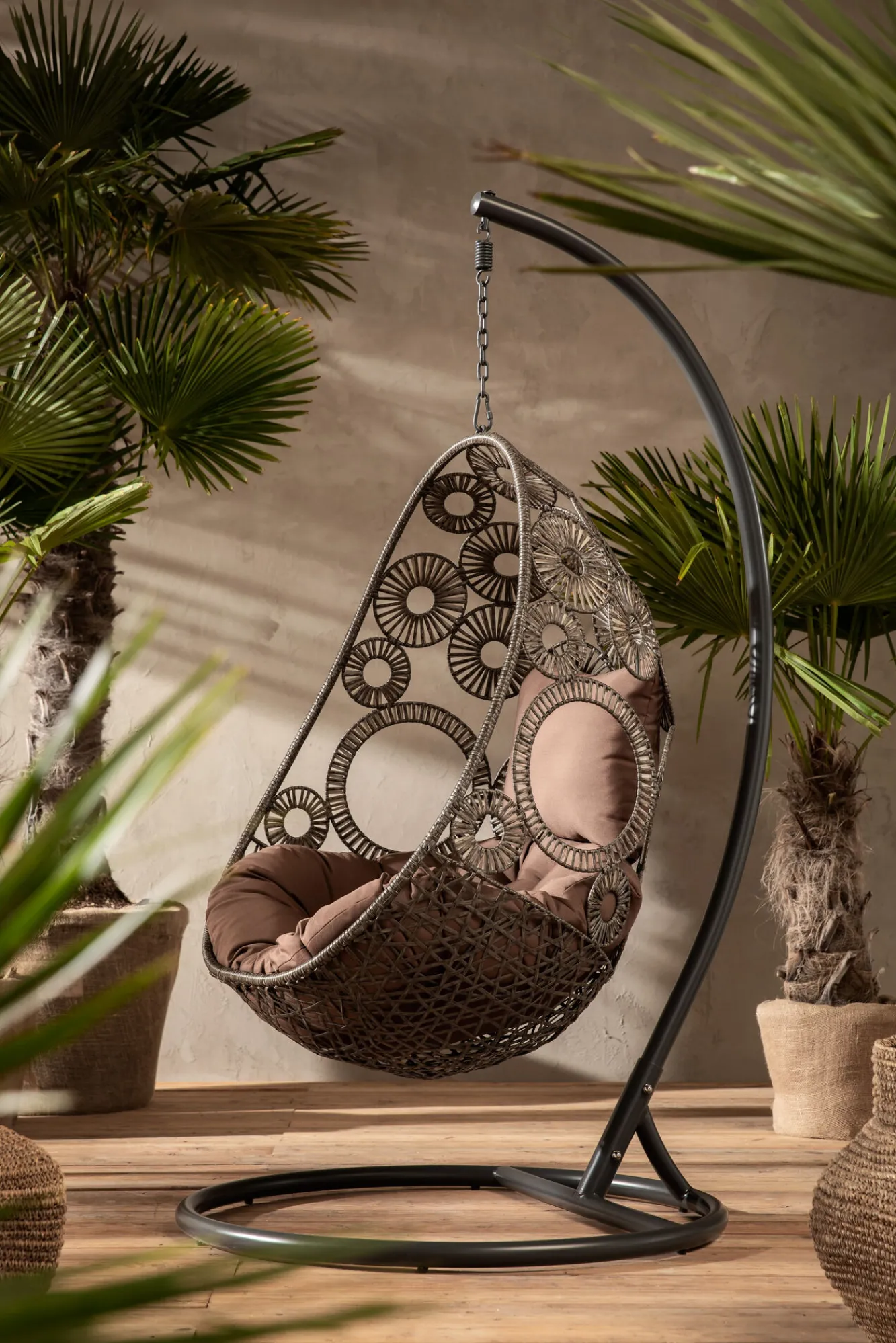 New KARE Design Fotel wiszący Ibiza 104x203 cm brązowy - KARE