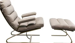 Hot KARE Design Fotel z podnóżkiem skóra semianilinowa nogi stalowe 73x90 cm - KARE