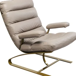 Hot KARE Design Fotel z podnóżkiem skóra semianilinowa nogi stalowe 73x90 cm - KARE