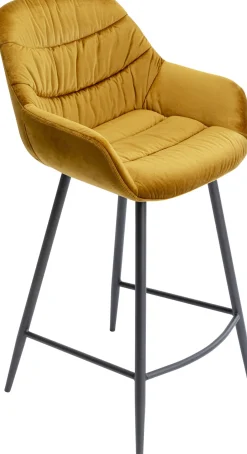 Hot KARE Design Hoker aksamitny żółty z oparciem i podłokietnikami 69 cm - KARE