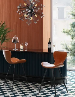 New KARE Design Hoker ekoskóra brązowy nogi metalowe czarne 91cm - KARE