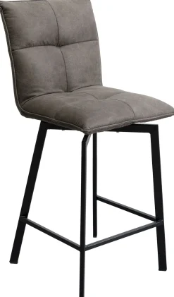 Hot KARE Design Hoker z obrotowym siedziskiem pikowany brązowy nogi stal 69 cm - KARE