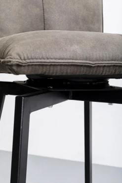 Hot KARE Design Hoker z obrotowym siedziskiem pikowany brązowy nogi stal 69 cm - KARE