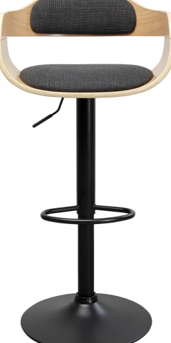 New KARE Design Hoker z regulacją wysokości naturalne drewno i sklejka noga czarna stalowa 64-85 cm - KARE