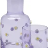 Online KARE Design Karafka szklana fioletowa wzór kwiatowy 755 ml - KARE