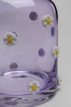 Online KARE Design Karafka szklana fioletowa wzór kwiatowy 755 ml - KARE