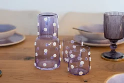 Online KARE Design Karafka szklana fioletowa wzór kwiatowy 755 ml - KARE