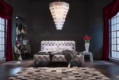 Fashion KARE Design Łóżko Desire 160x200 cm jasnoszare - KARE