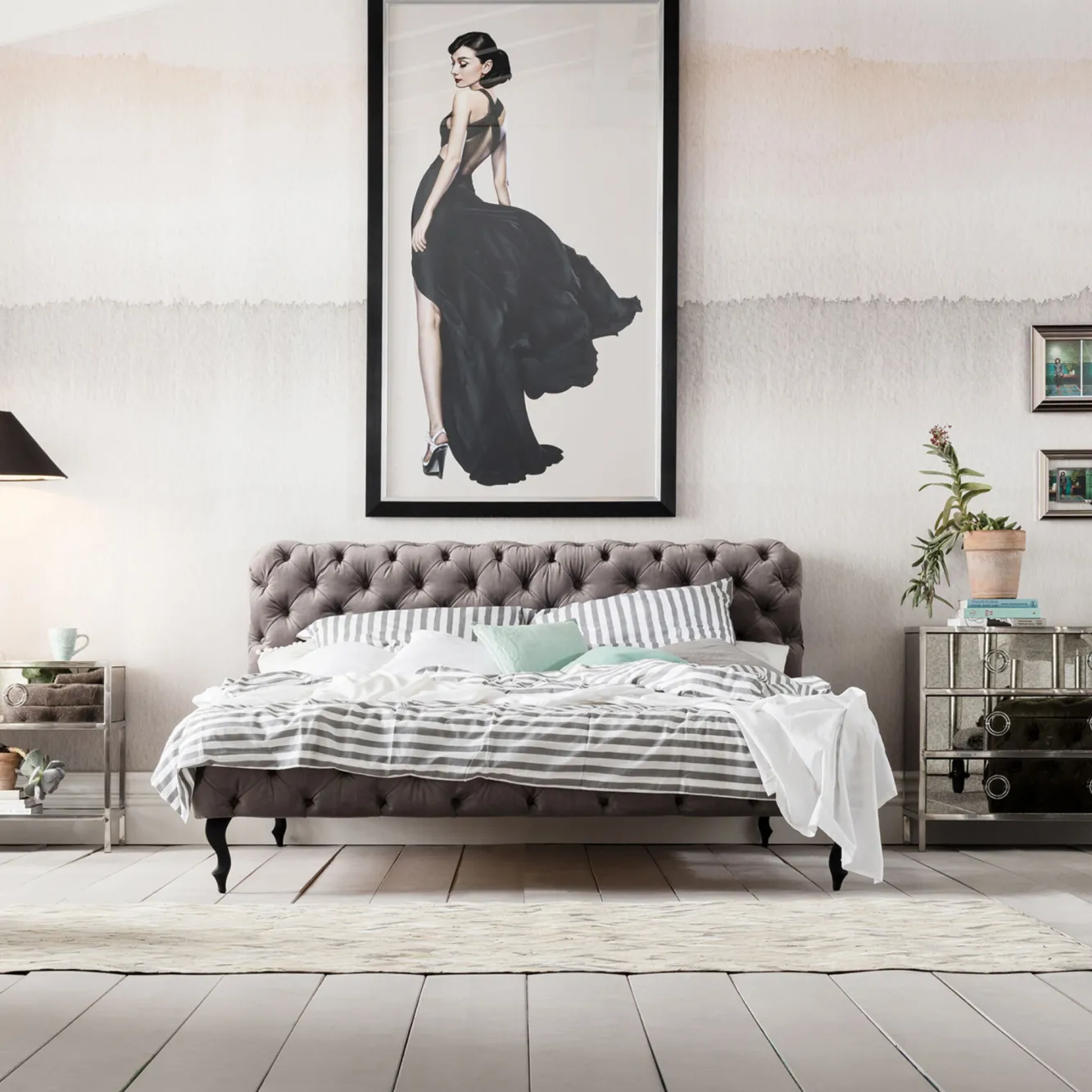 Hot KARE Design Łóżko Desire 200x200 cm szare - KARE