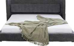 Fashion KARE Design Łóżko podwójne tapicerowane szare nogi czarne stalowe 160x200 cm - KARE