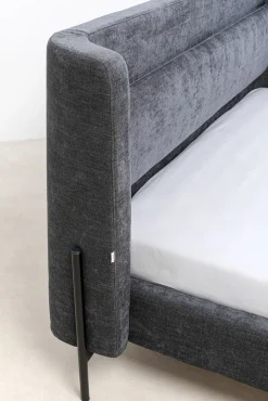 Fashion KARE Design Łóżko podwójne tapicerowane szare nogi czarne stalowe 160x200 cm - KARE