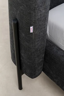 Outlet KARE Design Łóżko podwójne tapicerowane szare nogi czarne stalowe 180x200 cm - KARE