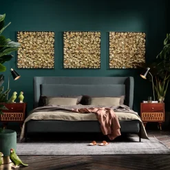 Online KARE Design Łóżko podwójne tapicerowane zielone nogi czarne stalowe 180x200 cm - KARE