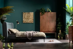 Online KARE Design Łóżko podwójne tapicerowane zielone nogi czarne stalowe 180x200 cm - KARE