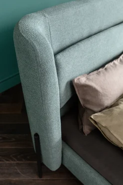 Online KARE Design Łóżko podwójne tapicerowane zielone nogi czarne stalowe 180x200 cm - KARE