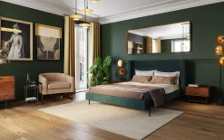 Online KARE Design Łóżko podwójne tapicerowane zielone nogi czarne stalowe 180x200 cm - KARE