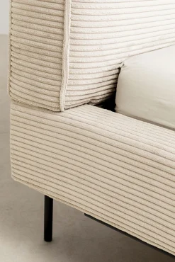 Discount KARE Design Łóżko podwójne z zagłówkiem kremowe nogi czarne 180x200 cm - KARE