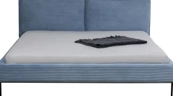 Hot KARE Design Łóżko podwójne z zagłówkiem niebieskie nogi czarne 180x200 cm - KARE