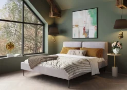 Sale KARE Design Łóżko podwójne z zagłówkiem szare nogi czarne 160x200 cm - KARE