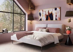 Outlet KARE Design Łóżko podwójne z zagłówkiem szare nogi czarne 180x200 cm - KARE