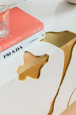 Fashion KARE Design Komoda Cracked 165x80 cm biało-złota - KARE