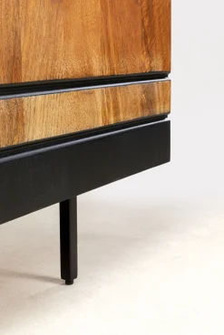 Clearance KARE Design Komoda do salonu 3-drzwiowa czarno-naturalna drewno i fornir 160x75 cm - KARE