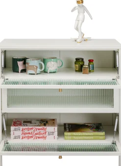 Clearance KARE Design Komoda 3-drzwiowa biała stal i szkło 80x85 cm - KARE