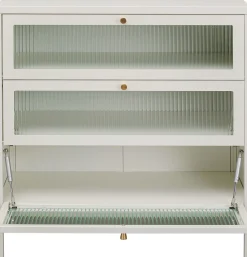 Clearance KARE Design Komoda 3-drzwiowa biała stal i szkło 80x85 cm - KARE