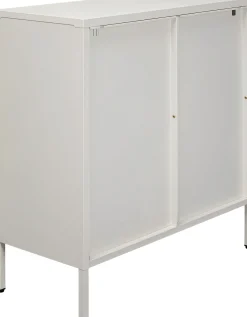 Clearance KARE Design Komoda 3-drzwiowa biała stal i szkło 80x85 cm - KARE